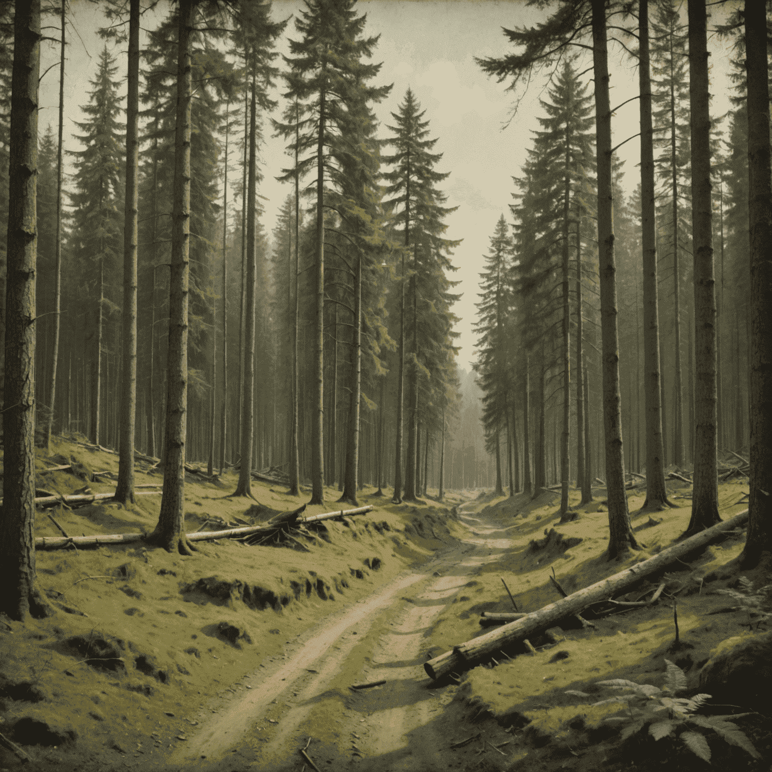 Ein Experte, der ein altes, verblasstes Foto einer deutschen Waldlandschaft restauriert, wobei moderne Technologie und traditionelle Techniken kombiniert werden