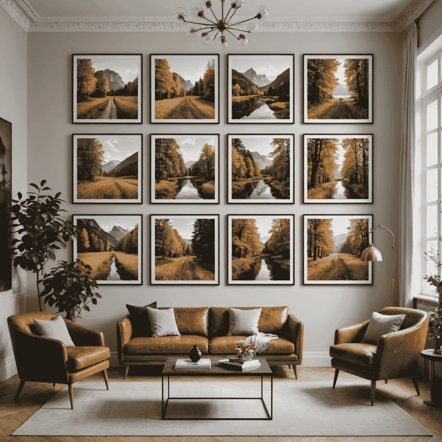 Eine Galerie-Ausstellung mit stimmungsvollen Vintage-Naturfotos aus Deutschland, die die vier Jahreszeiten zeigen, in einem eleganten Raum in unserem deutschen Büro